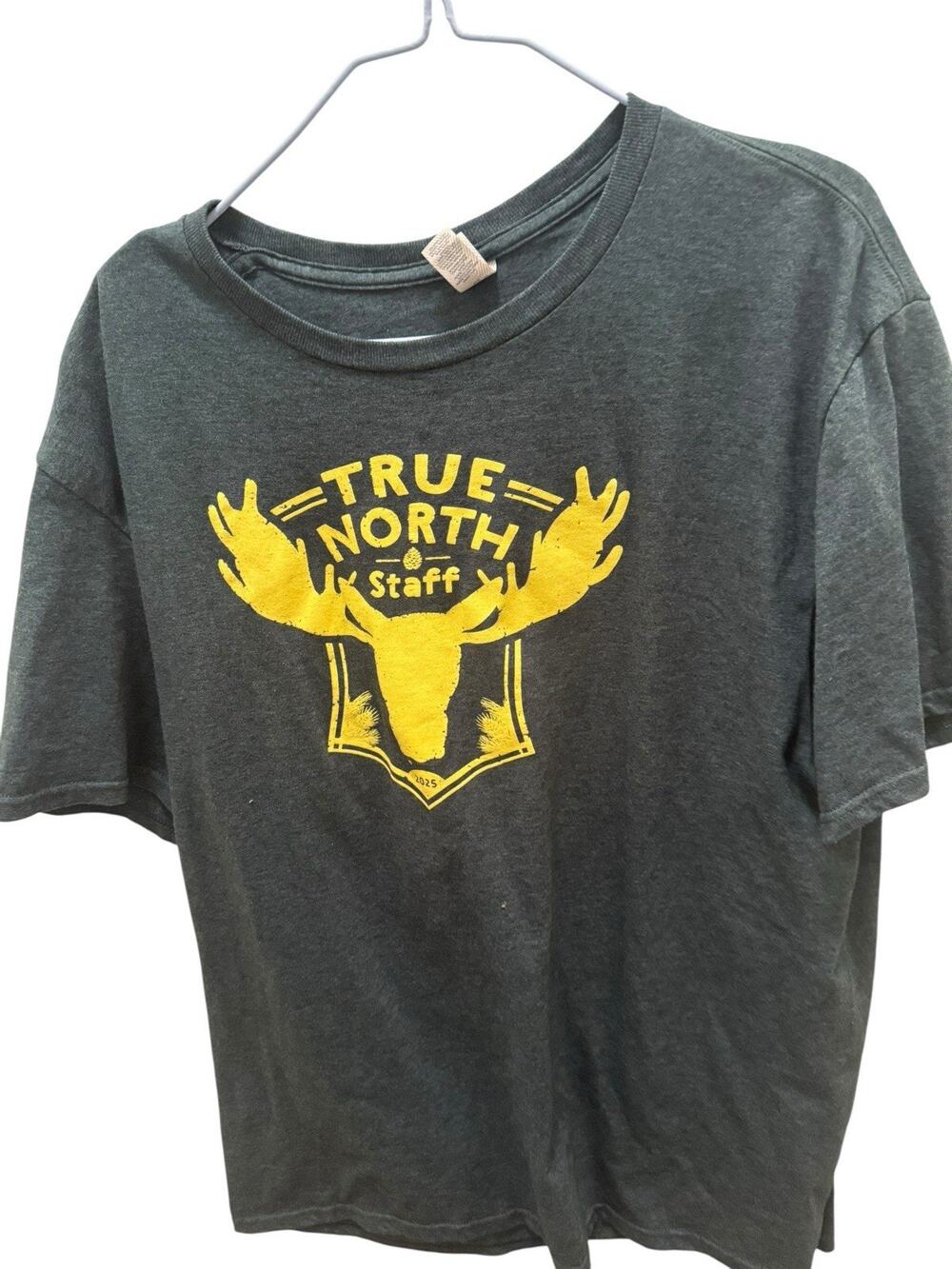 Jerzees True North Staff Graphic Print Short Sleeve Crew Neck T Shirt Large Teal
